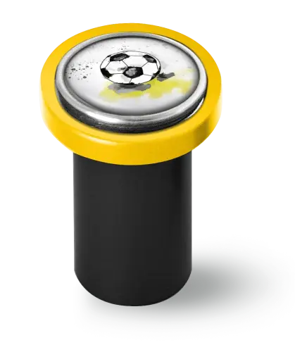 Artikelbild des Artikels “qles Click-Stick Halter - Fanliebe - schwarz/gelb - Click Ball gelb “